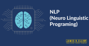 A promotional graphic for NLP (Neuro Linguistic Programming) with a dark blue background. On the left side, there is an icon depicting a brain integrated into a circuit board design, symbolizing the intersection of neuroscience and technology. The text "NLP (Neuro Linguistic Programming)" is prominently displayed in white on the right side, emphasizing the focus on NLP.