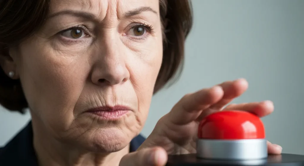 Person experiencing fear and hesitation before making a decision