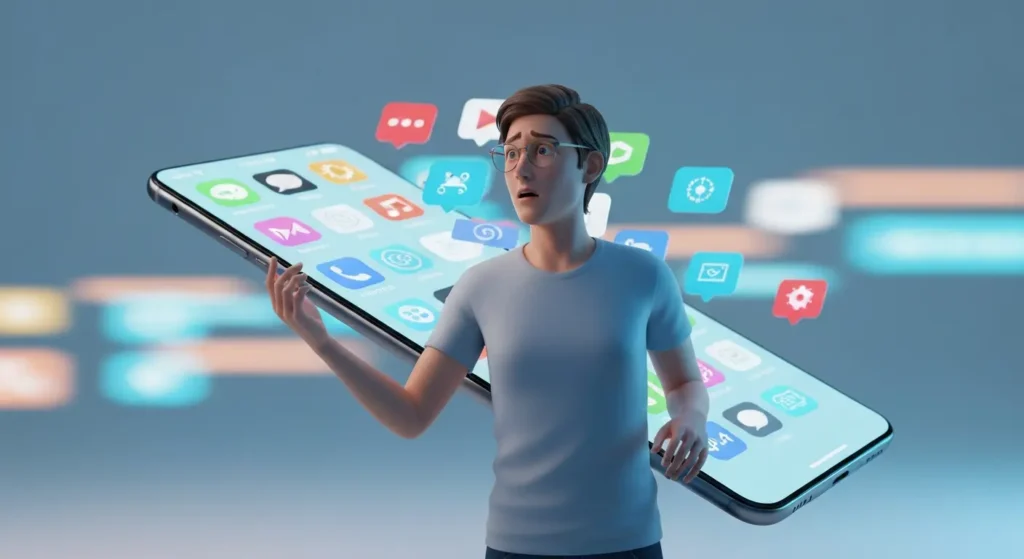 3D visual of overthinking everyday decisions and becoming overwhelmed