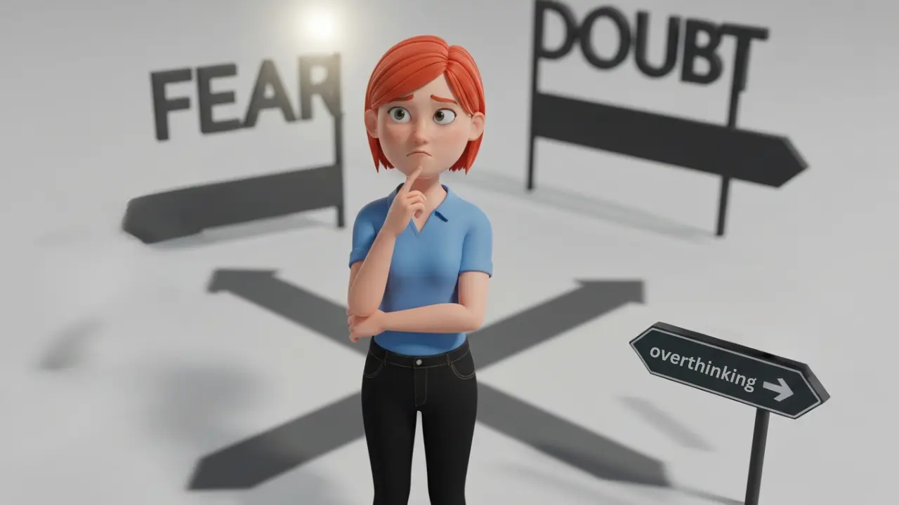 Person stuck in indecision at a crossroads showing the worst decision-making mistake