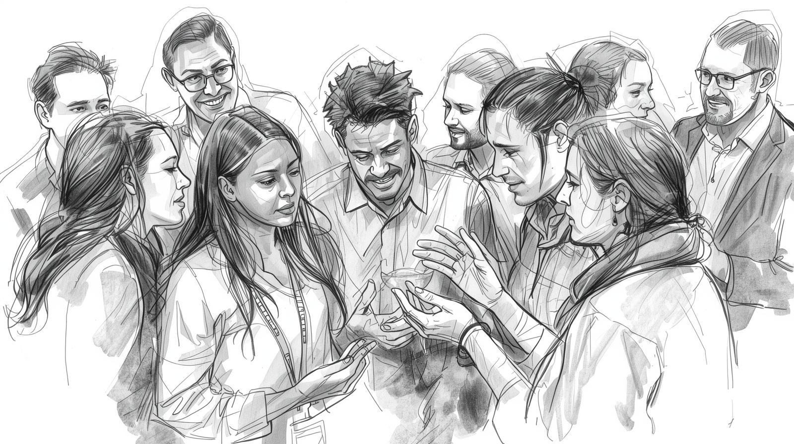 Image showing diverse people connecting or networking