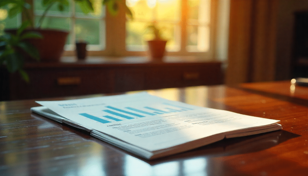 Business report with bar charts on desk, representing NLP strategies for growth.