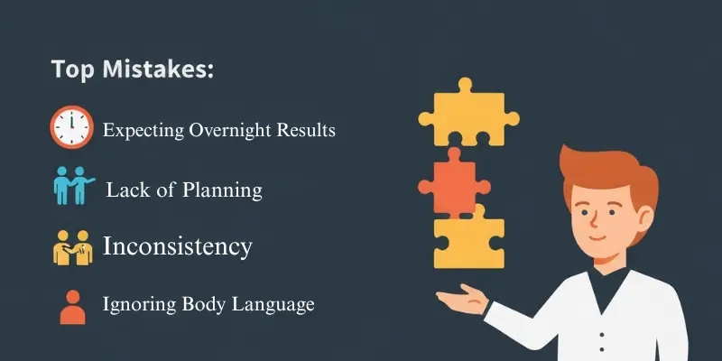 Chart showing common mistakes when practicing NLP confidence exercises