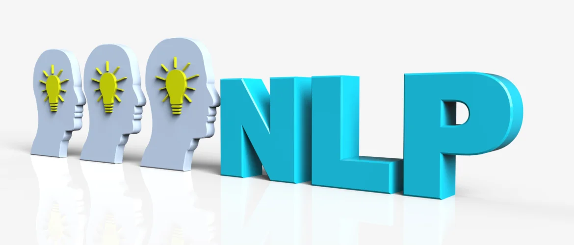 3D illustration showing human heads with light bulbs and bold NLP text, symbolizing ideas and NLP Certification concepts.