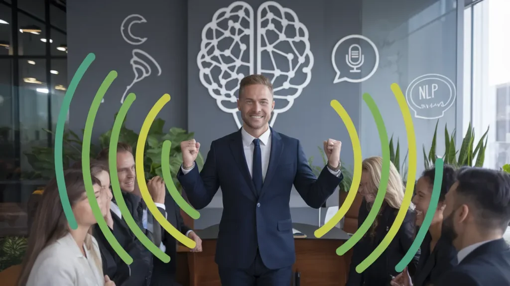 A charismatic male leader with his team, showing strong communication and Entrepreneurial energy