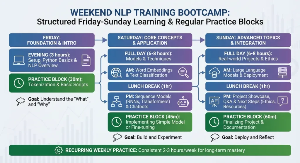 Infographic showing weekend NLP training format