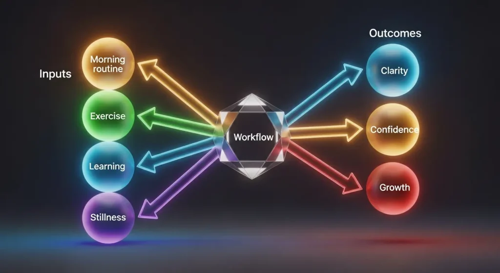 Infographic mapping personal habits to measurable business growth