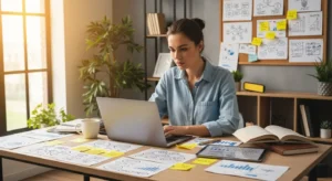 Entrepreneur testing a business idea using low-cost strategies before investing money