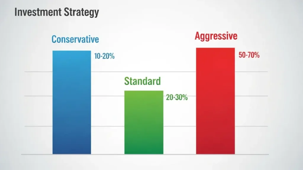 Bar chart comparing investment strategy types showing conservative, standard, and aggressive returns.