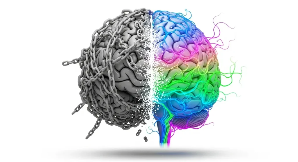 Visual representation of how limiting beliefs form in the mind