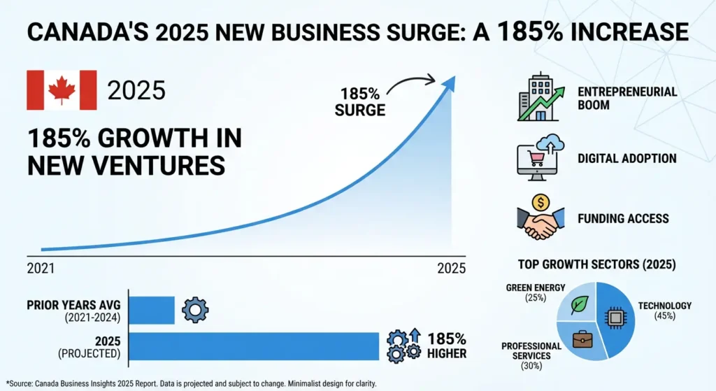Infographic showing Canada’s rise in low-cost business growth