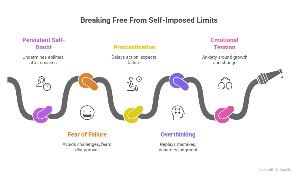 Infographic showing common signs of limiting beliefs