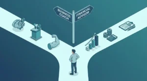 business coach vs financial advisor decision crossroads