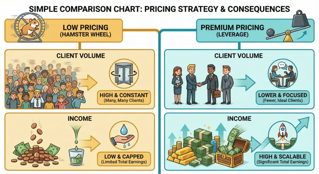 Why charging more clients keeps service businesses stuck under $50k