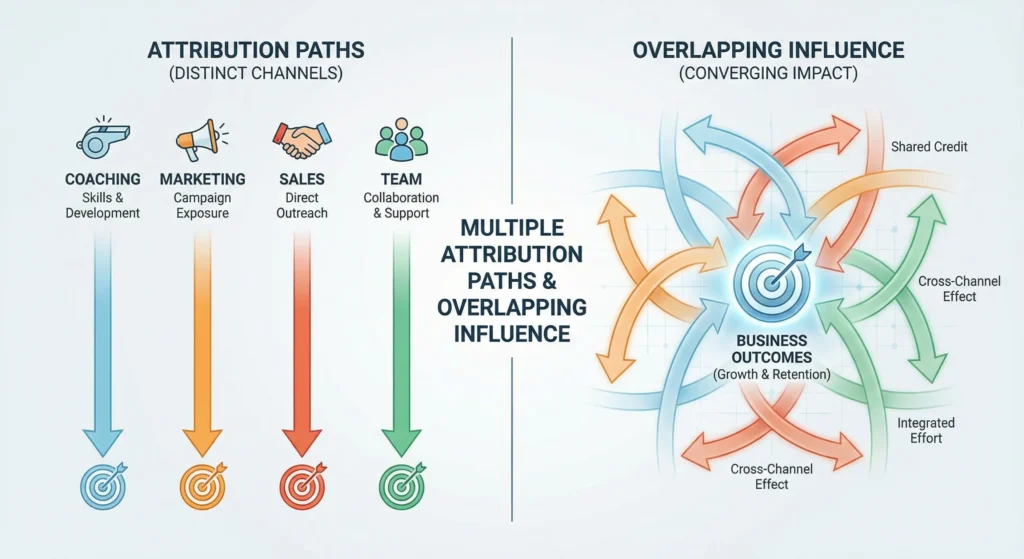 Coaching ROI attribution multi-factor infographic