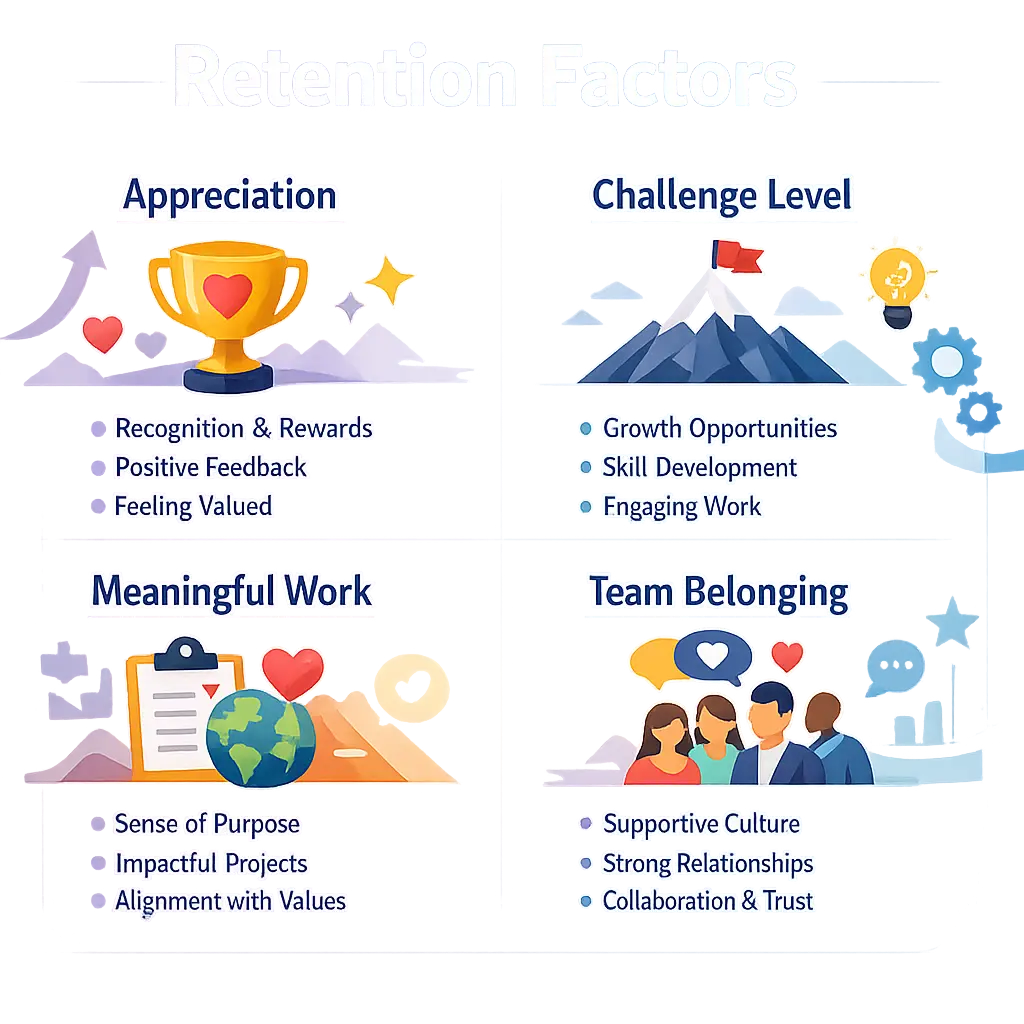 Infographic of retention drivers during founder-to-leader transition