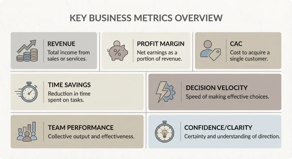 The 7 metrics that measure business coaching ROI infographic
