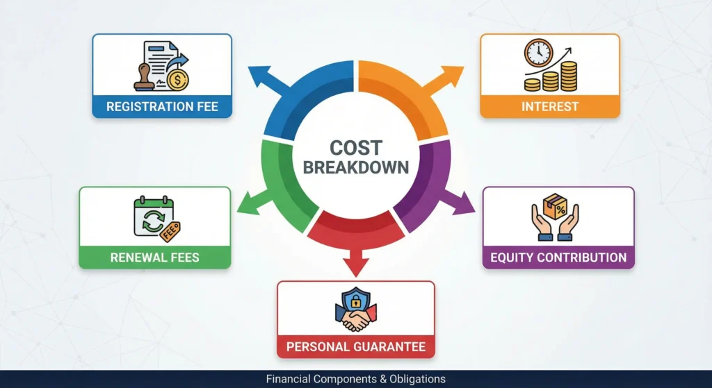 Infographic summarizing CSBFP financing costs for Canada Small Business borrowing