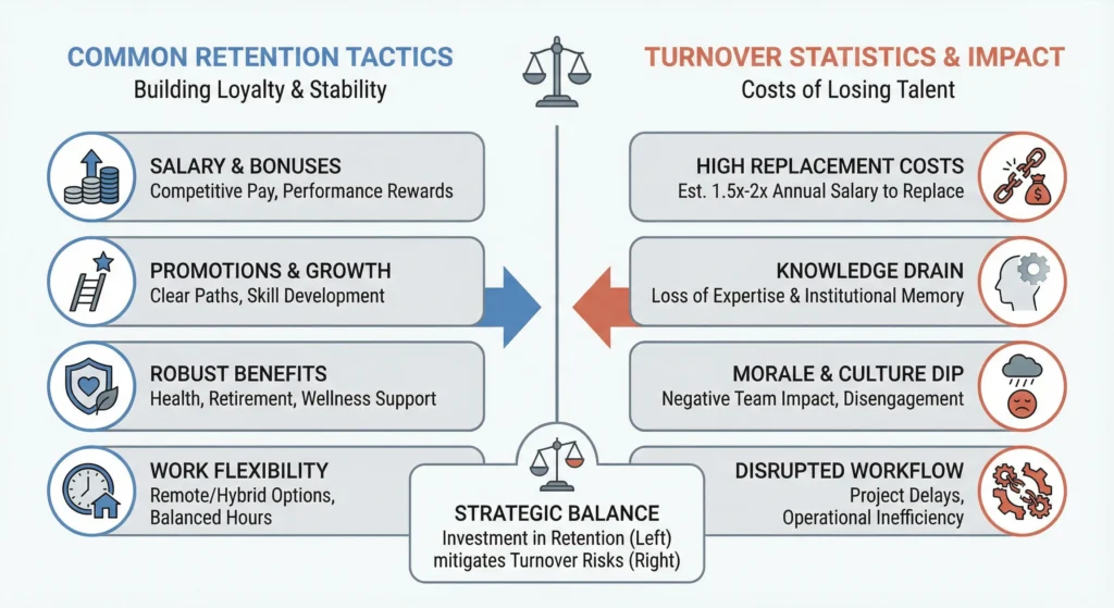 Infographic showing gaps in employee retention coaching strategies