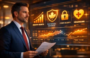 Recession-Resistant Niche industries like healthcare, cybersecurity, defense, and growth sectors shown visually