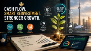 Optimizing business cash flow for maximum reinvestment in Canada 2026 with smart allocation model, cash reserves, and growth planning dashboard