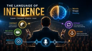 Persuasive communicators using linguistic patterns of influence including contrast inclusion simplicity reframe and anchor