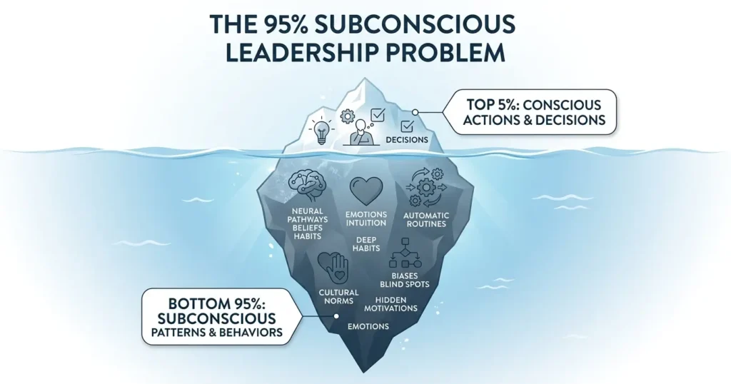 subconscious leadership iceberg showing 95 percent behavior below awareness