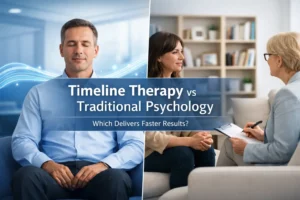 Timeline Therapy vs traditional psychology comparison showing faster results for performance blocks and emotional change