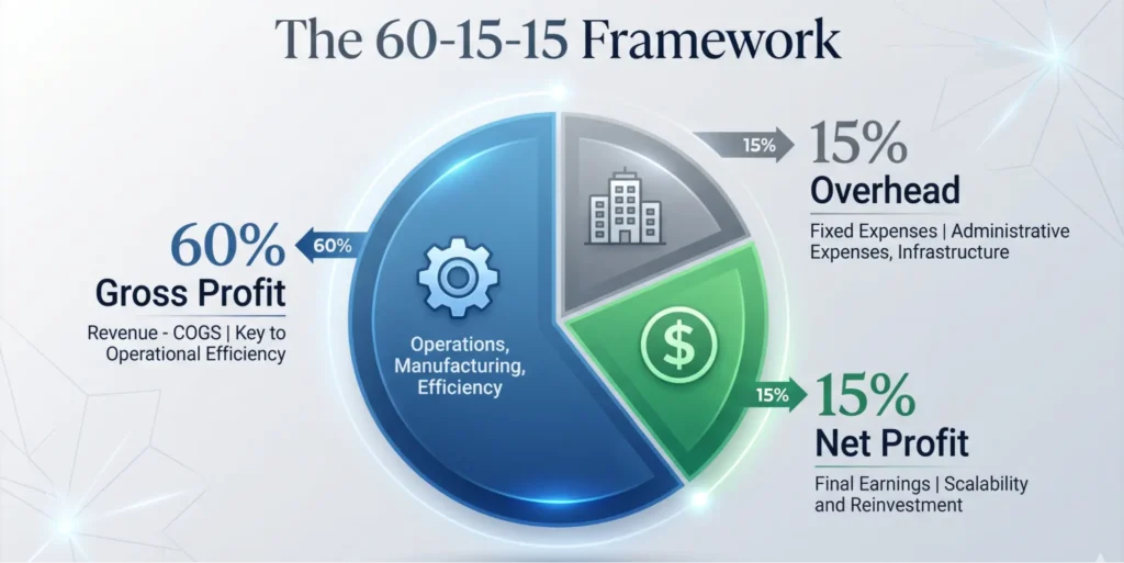 Ontario Service Businesses using the 60-15-15 framework to improve profit margins with 60 percent gross profit 15 percent overhead and 15 percent net profit
