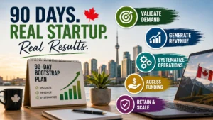 90-day Canadian startup roadmap with revenue, funding, and scaling steps for founders in 2026 guide!