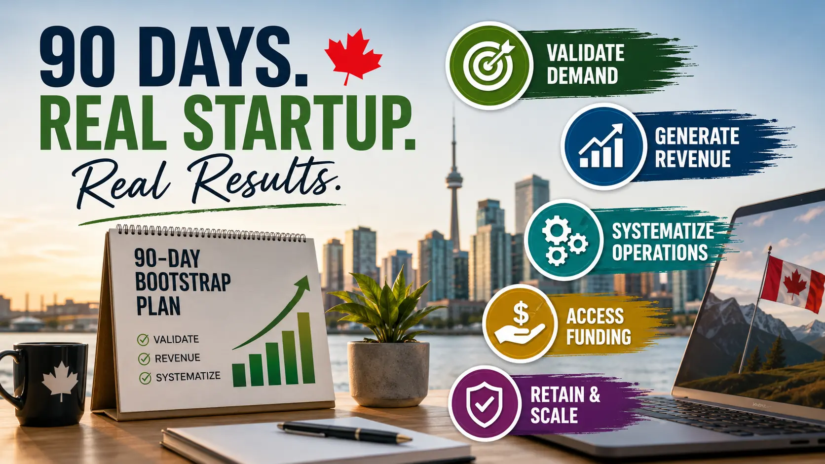 90-day Canadian startup roadmap with revenue, funding, and scaling steps for founders in 2026 guide!