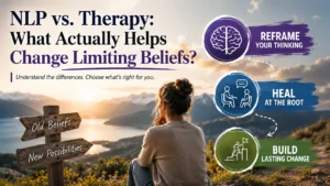 NLP vs therapy comparison for changing limiting beliefs through reframing and lasting change.