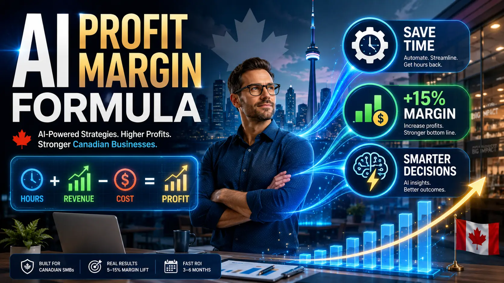 AI profit margin formula helping Canadian businesses save time, boost profits and growth.