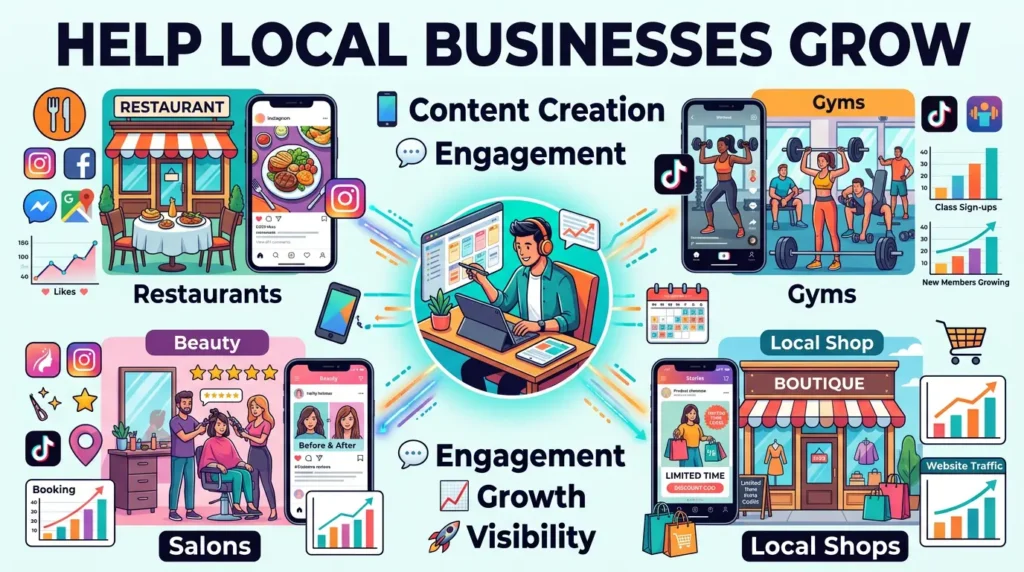 Freelancer providing social media marketing and content creation services for local businesses, including restaurants, gyms, salons, and retail shops, to increase engagement, visibility, and customer growth in Canada.