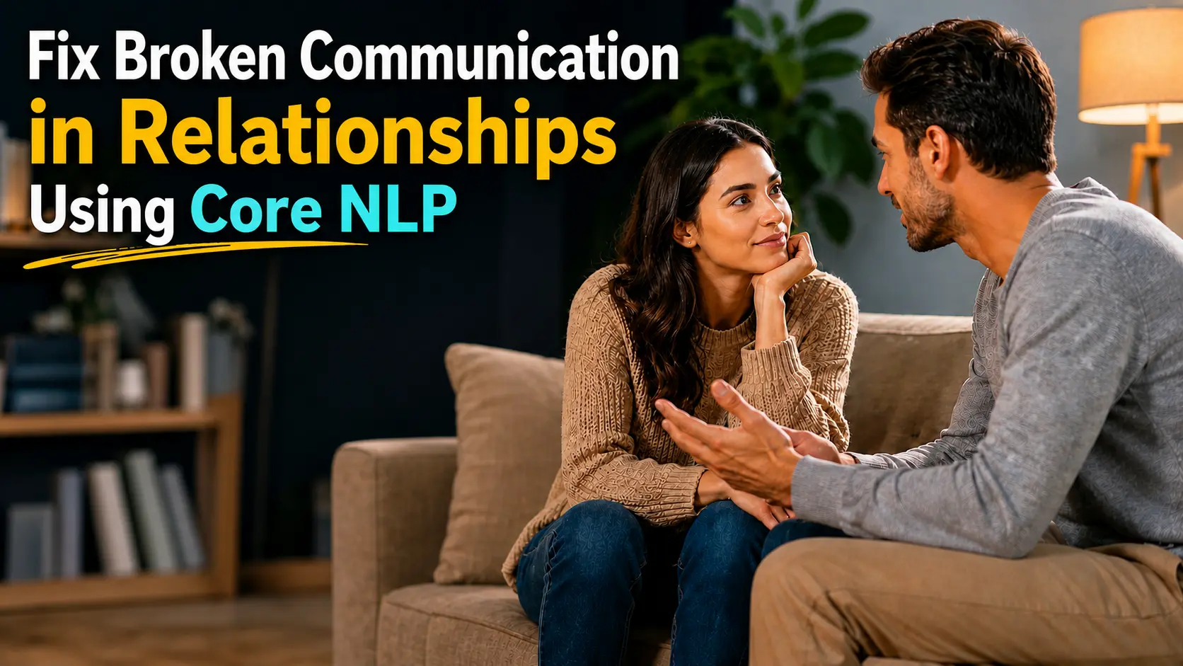 Couple improving communication using Core NLP techniques to strengthen relationships through active listening and connection.