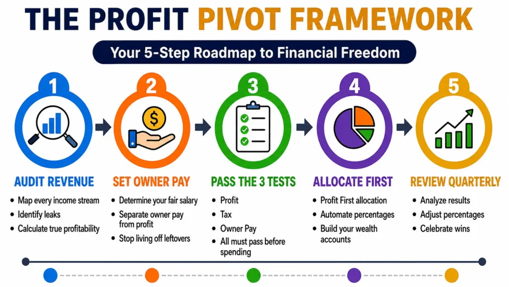 The Profit Pivot Framework: A 5-step roadmap to financial freedom for business owners.