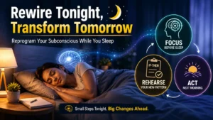 Reprogram your Subconscious Mind while you sleep with focus, rehearsal, and morning action
